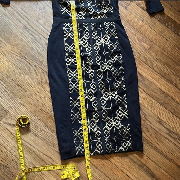 Ted Baker Dresses | Ted Baker Black Mikha Metallic Jacquard Panel Midi - Picture 4 of 8